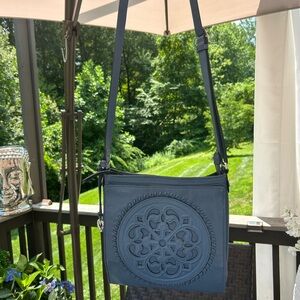 Brighton Navy Crossbody Bag with Embossed Design